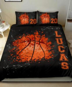 Basketball Ball Watercolor bedding set 4 pcs Personalized duvet cover bed sheets pillow shams