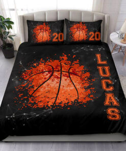 Basketball Ball Watercolor bedding set 4 pcs Personalized duvet cover bed sheets pillow shams