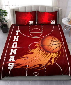 Basketball Court Red bedding set 4 pcs Personalized duvet cover bed sheets pillow shams