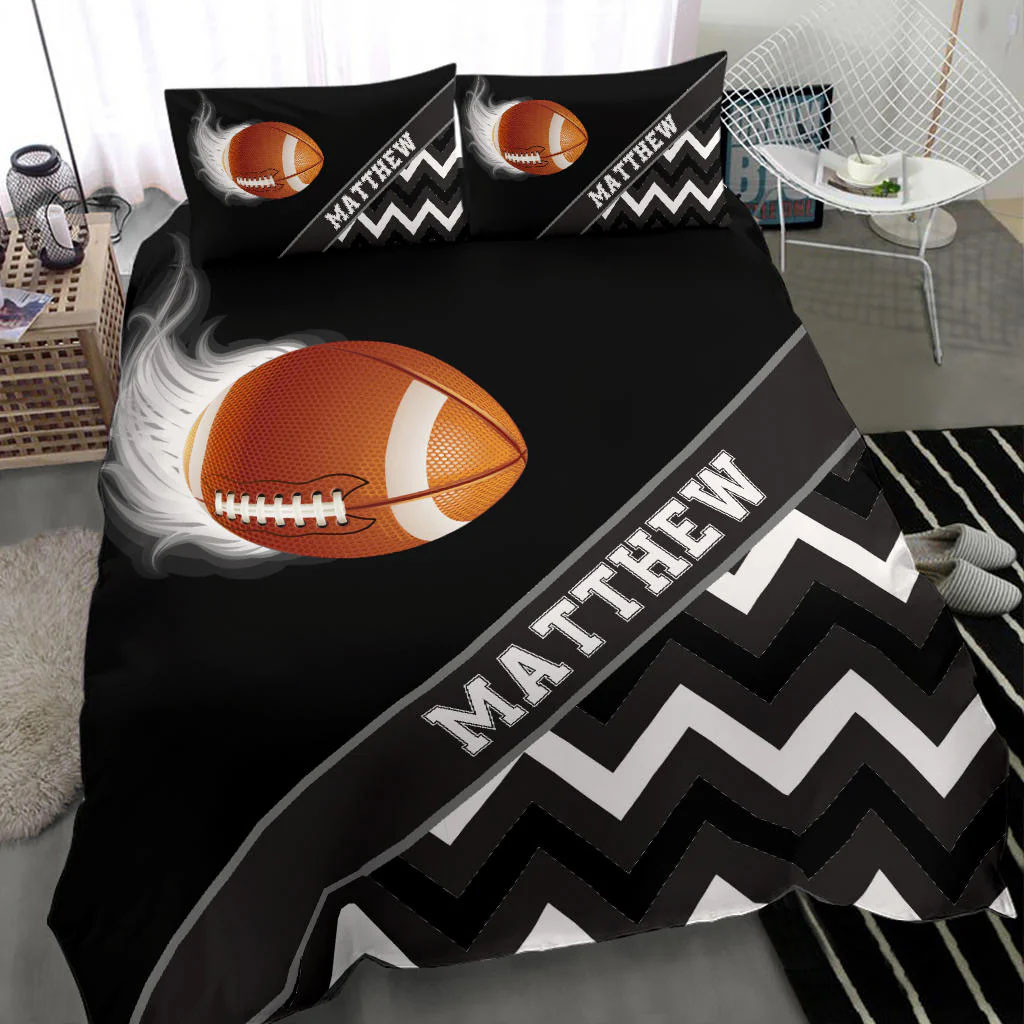 Football Ball Smoke Zig Zag custom bedding set Personalized duvet cover bed sheets pillow shams