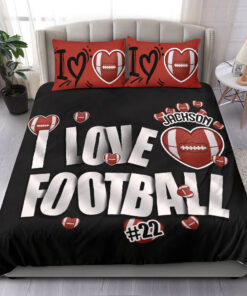 I Love Football bedding set Personalized duvet cover bed sheets pillow shams