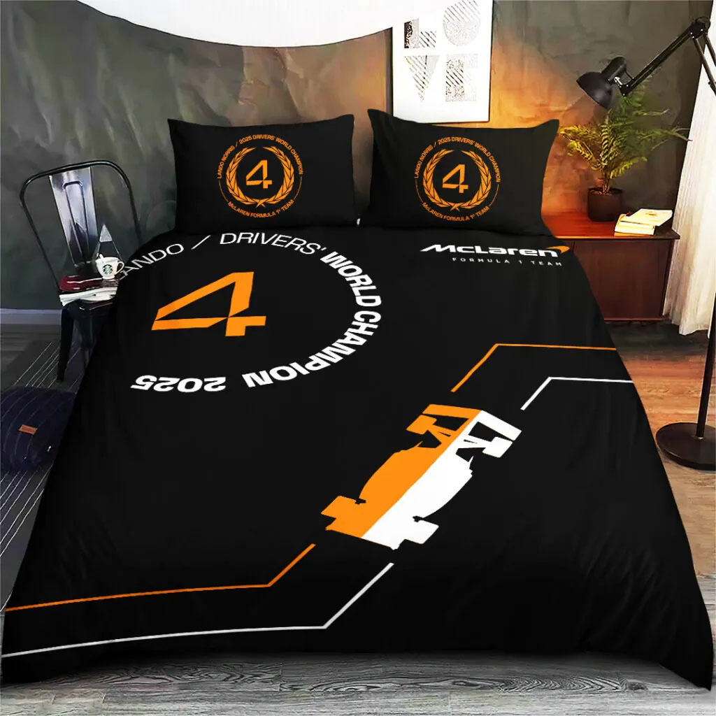 Lando Norris custom bedding set 4 pcs personalized duvet cover bed sheets pillow shams