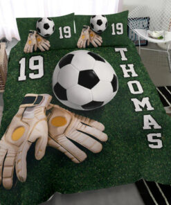 Soccer Ball Glove Goal Keeper bedding set 4 pcs Personalized duvet cover bed sheets pillow shams