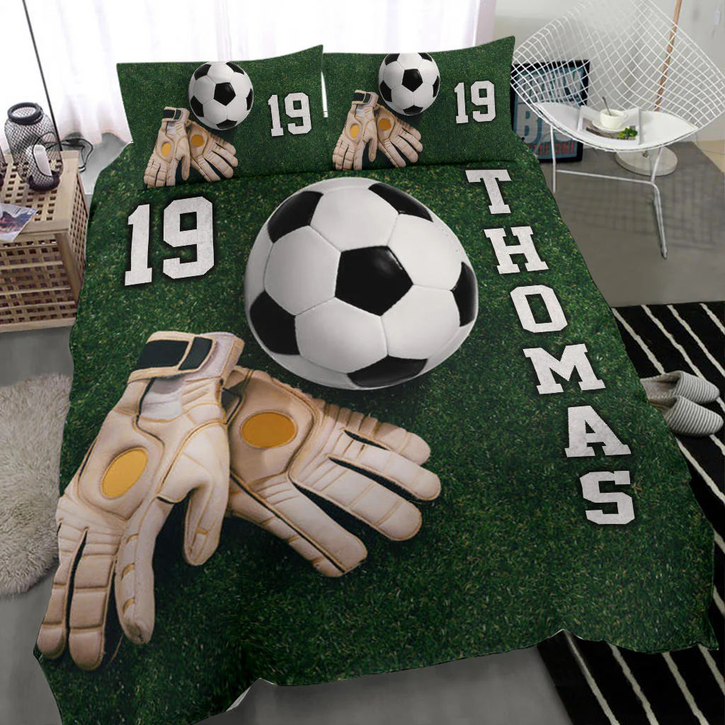 Soccer Ball Glove Goal Keeper bedding set 4 pcs Personalized duvet cover bed sheets pillow shams