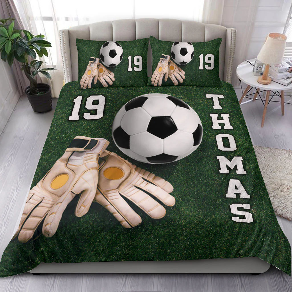Soccer Ball Glove Goal Keeper bedding set 4 pcs Personalized duvet cover bed sheets pillow shams