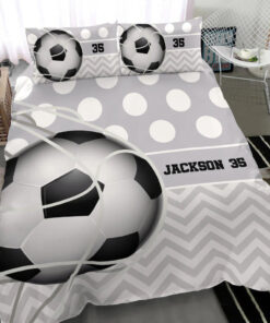Soccer Ball Grey bedding set 4 pcs Personalized duvet cover bed sheets pillow shams