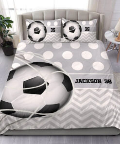 Soccer Ball Grey bedding set 4 pcs Personalized duvet cover bed sheets pillow shams