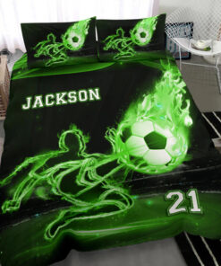 Soccer Boy custom bedding set 4 pcs personalized duvet cover bed sheets pillow shams