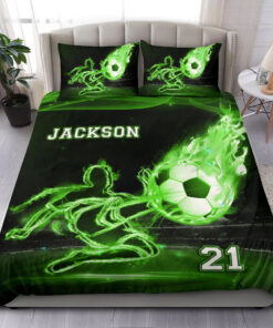 Soccer Boy custom bedding set 4 pcs personalized duvet cover bed sheets pillow shams