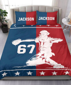 Baseball Boy Red Blue bedding set 4 pcs personalized duvet cover bed sheets pillow shams