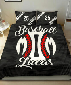 Baseball Mom bedding set 4 pcs personalized duvet cover bed sheets pillow shams