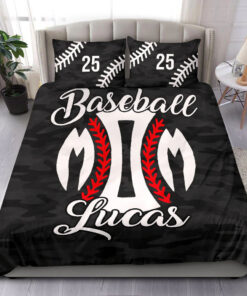 Baseball Mom bedding set 4 pcs personalized duvet cover bed sheets pillow shams