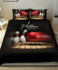 Bowling Ball Pin Bowler bedding set 4 pcs personalized duvet cover bed sheets pillow shams