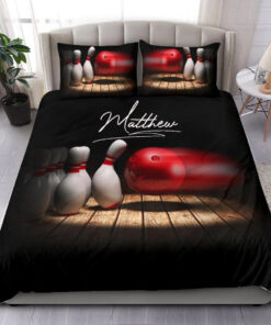 Bowling Ball Pin Bowler bedding set 4 pcs personalized duvet cover bed sheets pillow shams
