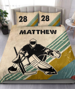 Hockey Vintage custom bedding set 4 pcs personalized duvet cover bed sheets pillow shams