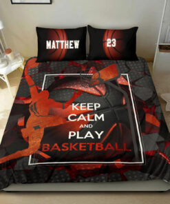 Keep Calm Play Basketball bedding set 4 pcs personalized duvet cover bed sheets pillow shams