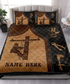 Lineman Electrician bedding set 4 pcs personalized duvet cover bed sheets pillow shams