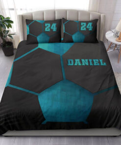 Soccer Blue Black bedding set 4 pcs personalized duvet cover bed sheets pillow shams
