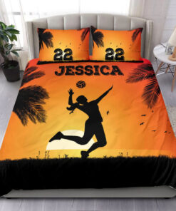 Volleyball Girl Sunset bedding set 4 pcs personalized duvet cover bed sheets pillow shams