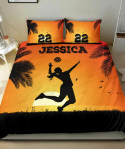 Volleyball Girl Sunset bedding set 4 pcs personalized duvet cover bed sheets pillow shams