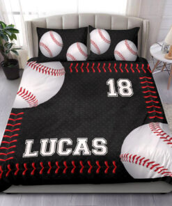 Baseball Ball MLB custom bedding set 4 pcs personalized MLB duvet cover bed sheets pillow shams