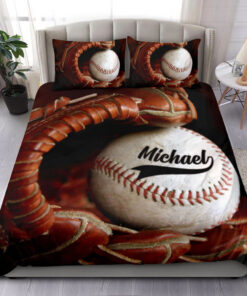 Baseball Glove custom bedding set 4 pcs personalized duvet cover bed sheets pillow shams