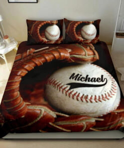 Baseball Glove custom bedding set 4 pcs personalized duvet cover bed sheets pillow shams