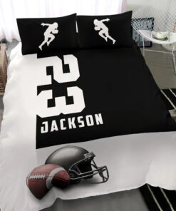 Football Ball Helmet Black White bedding set 4 pcs personalized duvet cover bed sheets pillow shams
