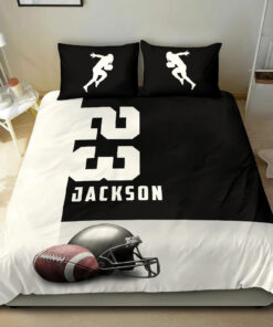 Football Ball Helmet Black White bedding set 4 pcs personalized duvet cover bed sheets pillow shams