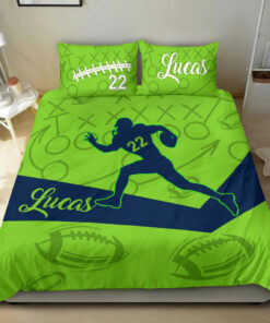 Football Green bedding set 4 pcs personalized Green duvet cover bed sheets pillow shams