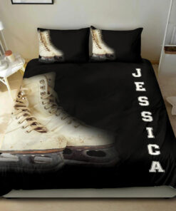 Ice Skating Shoe bedding set 4 pcs personalized Green duvet cover bed sheets pillow shams