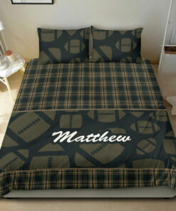 Pattern Checkered custom bedding set 4 pcs personalized Football duvet cover bed sheets pillow shams