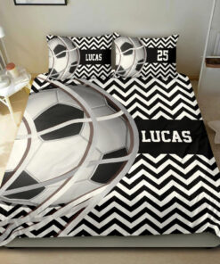 Soccer Ball Zigzag custom bedding set 4 pcs personalized duvet cover bed sheets pillow shams