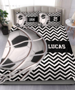 Soccer Ball Zigzag custom bedding set 4 pcs personalized duvet cover bed sheets pillow shams