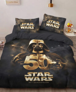 Star Wars 50th Anniversary custom bedding set 4 pcs personalized duvet cover bed sheets pillow shams