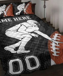 Custom American Football Black Quilt Blanket Pillowcases