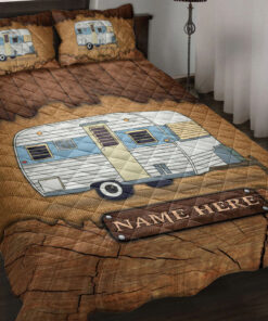 Custom Camping Camper Quilt Blanket Pillowcases