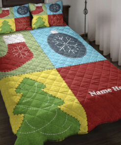 Custom Christmas Tree Patchwork Quilt Blanket Pillowcases