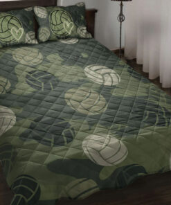 Custom Volleyball Ball Greenflage Quilt Blanket Pillowcases