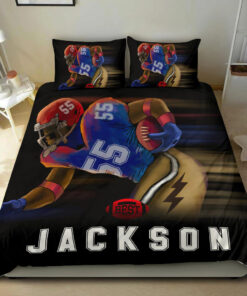Football Boy Running custom bedding set 4 pcs personalized NFL duvet cover bed sheets pillow shams