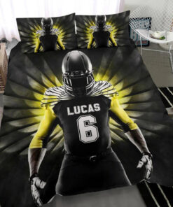Football Boy Warrior Angel Wings custom bedding set 4 pcs personalized NFL duvet cover bed sheets pillow shams