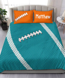 Football Pattern Turquoise custom bedding set 4 pcs personalized duvet cover bed sheets pillow shams
