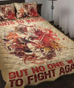 Custom Hockey Boy Watercolor Quilt Blanket Pillowcases