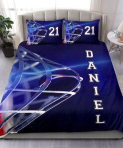 Custom Hockey Moment Player bedding set 4 pcs personalized NHL duvet cover bed sheets pillow shams