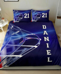 Custom Hockey Moment Player bedding set 4 pcs personalized NHL duvet cover bed sheets pillow shams