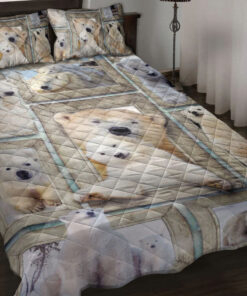 Custom Polar Bear Quilt Blanket Pillowcases