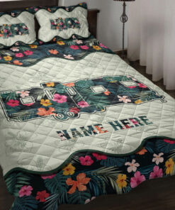 Custom Travel Trailer Flower Camper Camping Quilt Blanket Pillowcases