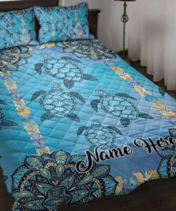 Custom Turtle Quilt Blanket Pillowcases