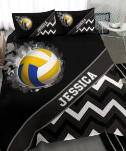 Custom Volleyball Ball Smoke Zig Zag bedding set 4 pcs personalized duvet cover bed sheets pillow shams