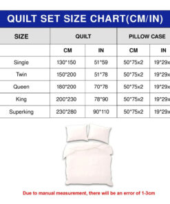 Quilt Blanket Sizechart
